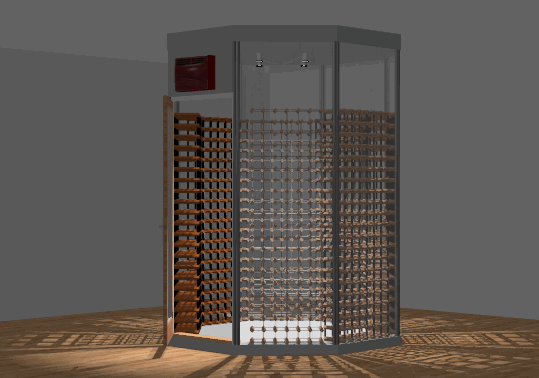3D of free standing wine room with BOXX wine racks